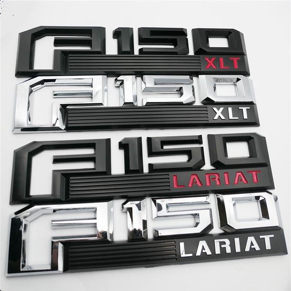 Per il 2015-2018 Ford F-150 XLT LARIAT Chrome Rosso Nero Parafango Distintivo Dell'emblema Targhette Passeggero Guida Lati311J