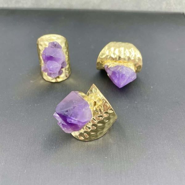 Cluster-Ringe, natürlicher Edelstein, Rohstein, umwickelt, Mineral-Amethyst-Ring, Retro-personalisierte Accessoires, Ursprungsgroßhandel