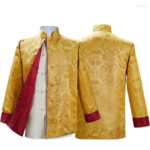 Roupas étnicas jaqueta chinesa homem casacos china ano tang traje top spring homens de manga comprida roupas tradicionais reversíveis