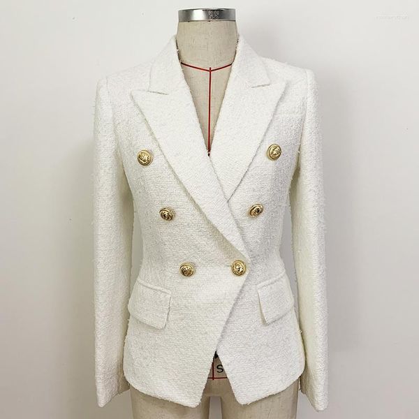 Damenanzüge Ankunft Herbst Winter Modedesigner Jacke Vintage Hochwertiger zweireihiger Blended Tweed Blazer Weibliche Oberbekleidung