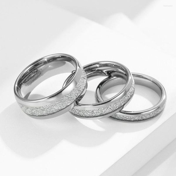 Hochzeit Ringe Luxus Stahl Farbe Für Männer Gebogene Wolfram Intarsien Seide Ring Verlobung Paar Paar Freundin