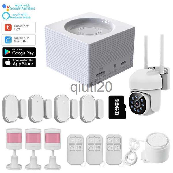 Diğer Alarm Aksesuarları G95 WiFi GSM TUA Uygulama Alarm Sistemi Alexa Home Kablosuz Hırsızlığı ile Çalışır Akıllı Yaşam Güvenliği Hareket Dedektörü Duman IP Kamera X0718