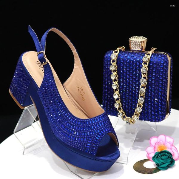 Sapatos sociais Doershow Charmoso e bolsa combinando com AZUL Vendendo Mulheres Italianas Para Festa de Casamento! HAS1-3