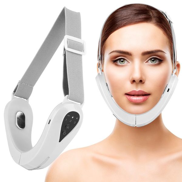 Massageador Facial Cinto Elevador de Queixo com Linha em V Máquina de Emagrecimento Facial Vibração Luz Vermelha Azul Luz LED Dispositivo de Levantamento para Cuidados Faciais 230718