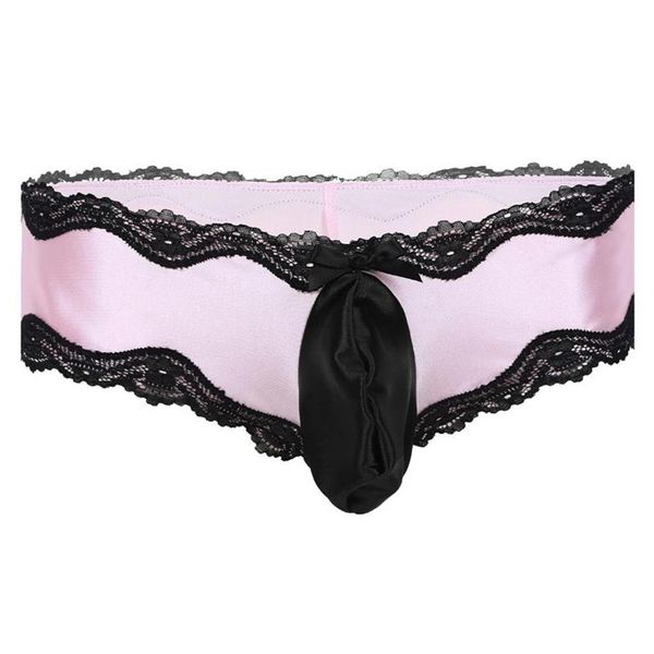 Calcinha Feminina Sissy Lingerie Masculina Crossdress Roupa Interior Gay de cintura baixa Biquíni Gay Cueca Rendada Com Bojo Bolsa 267O