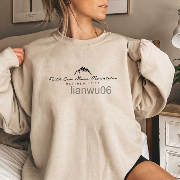 Damen-Kapuzenpullover, Sweatshirts, Faith Can Move Mountains, Sweatshirt, christliche Kleidung, Glaube-Hoodie, niedlicher religiöser Pullover, christlicher Pullover für Frauen, Graph J230718