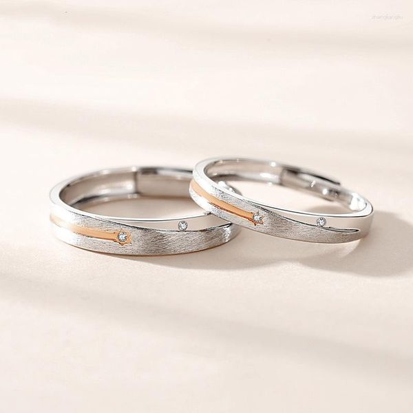 Cluster Rings Real Certified Sterling 925 Silver Couple For Lovers Men and Women Original Design Full Star Jewelry Gift