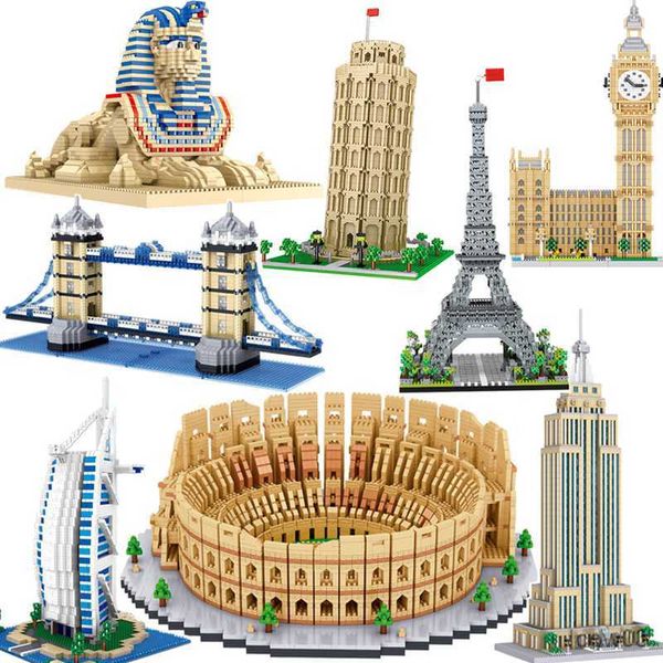 Блоки архитектурная башня Лондон Пара Лувр Микро -модели строительные блоки строительные игрушки игрушки для детей для подарка R230718