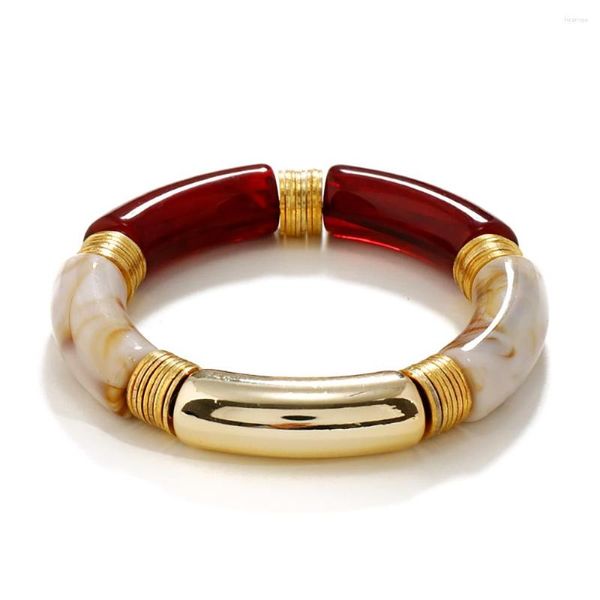 Link Armbänder 6 Teile/los Acryl Gebogene Röhre Für Frauen Böhmischen Bambus Perlen Armreifen Mode Schmuck Zubehör