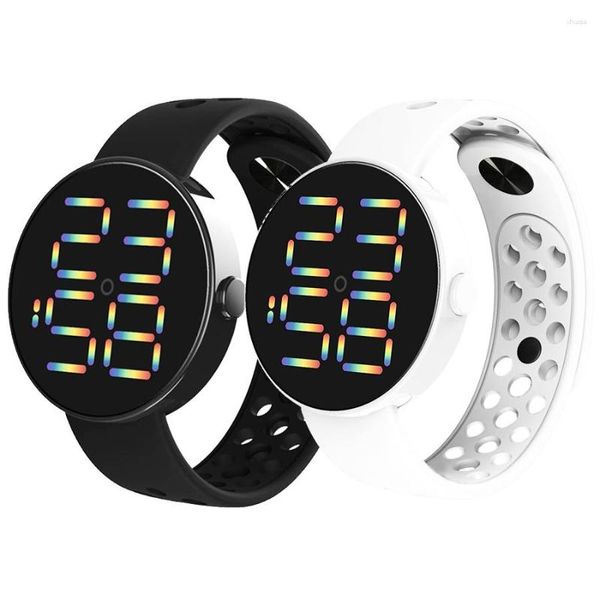 Relógios de pulso marca relógio eletrônico para mulheres redondo tela HD relógio de pulso digital moda pulseira esportiva