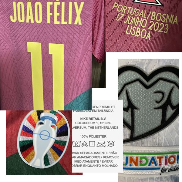 American College Football Wear VS BOSNIA Jersey Match Worn Player Issue RONALDO RAFAEL LEAO JOAO FELIX BERNARDO B.FERNANDES Maillot Sports Jersey