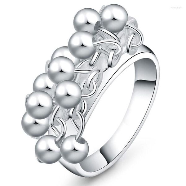 Küme Yüzükleri 925 Sterling Gümüş Pürüzsüz Üzüm Boncuklar Kadınlar İçin Moda Düğün Nişan Partisi Hediye Cazibesi Takı