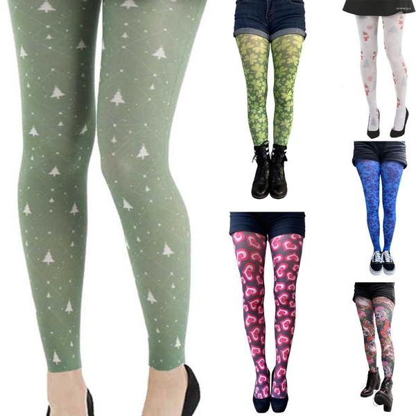 Damensocken, 2 Stück, durchsichtige Damenstrumpfhose, Damen-Blumendruck, hohe Taille, Leggings, Hosen, Strumpfhosen für Frühling und Herbst