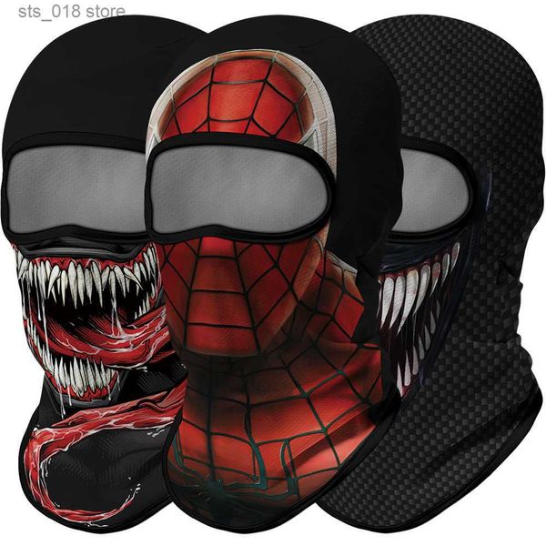 Ciclismo Caps Máscaras 2023 Novo Design Venom Balaclava Máscara de Esqui Protetora Joker Crânio Bandana Caça Lenço Ciclismo Máscara Facial Headgear Spider Snood T230718