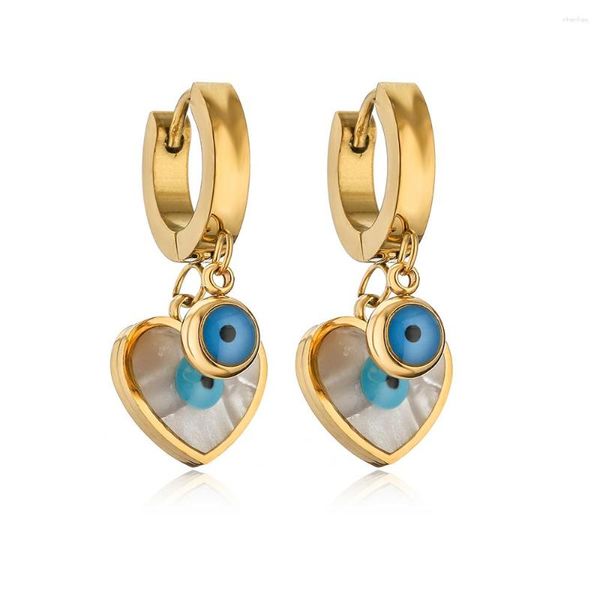 Baumelnde Ohrringe Mafisar 316L Edelstahl Perle Austernblaue Augen Creolen für Frauen Vintage Goldfarbe Mädchen Ohrring Schmuck Partygeschenke