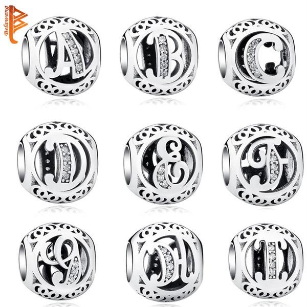 Аутентичные 925 серебряных серебряных серебряных алфавит A-Z Bearms Beads Fit Original Pandora Bracelet Corlece Diy Jewelry Make Q200O