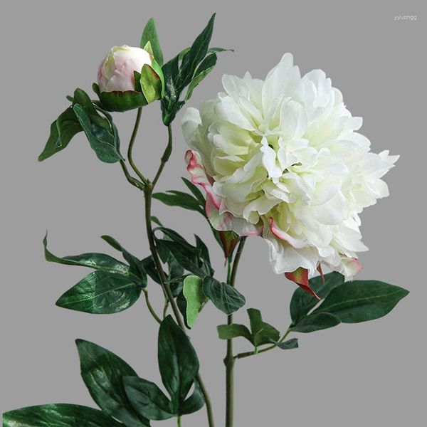 Fiori decorativi Simulazione Fiore Bouquet di peonia retrò Bianco Rosa Vino Rosso Sposa che tiene finte decorazioni per matrimoni a casa Artificiale