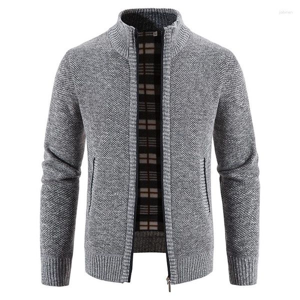 Männer Pullover 2023 Männer Sweatercoat Einfarbig Lässige Strickwaren Strickjacke Männliche Baseball Jacke Warm Zipper Kaschmir Baumwolle Gemischt Mantel