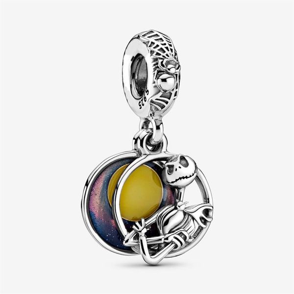 Neuer 925er-Sterlingsilber-Charm „Nightmare Before Christmas“ mit Doppel-Anhänger, passend für original europäische Charm-Armbänder, Modeschmuck, Access224p