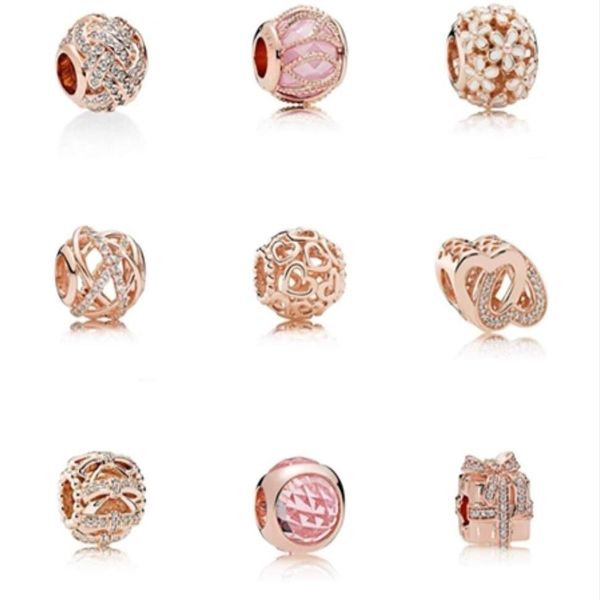 s925 jóias de prata esterlina diy contas se encaixa pandora ale charme para pulseiras pandora para mulheres para pulseira de ouro rosa europeuneckl251P