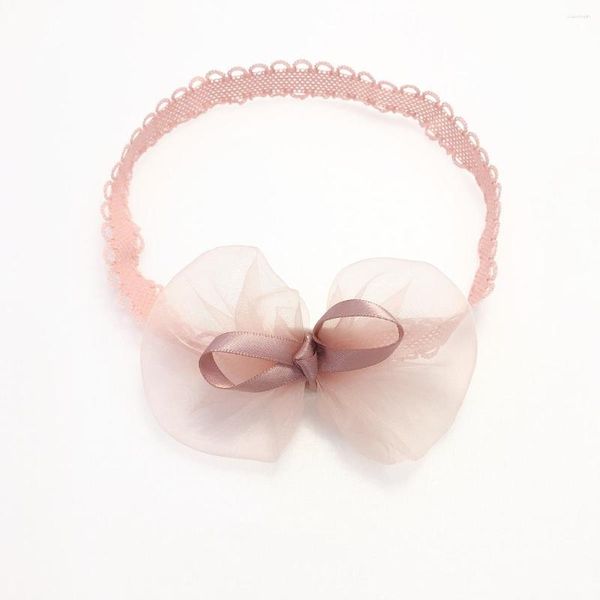 Accessori per capelli Baby Pink Bow Yarn Headhead Headband Elastic Nylon Bands Protection Born Headwrap