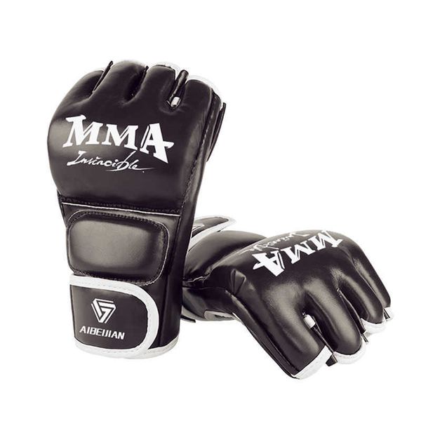 Guanti protettivi Mezze dita MMA Guanti PU Adulti Bambini Kick Boxing Fight Guanto Sanda Sparring Punzonatura Muay Thai Grappling KD Mix Guanti da allenamento HKD230718