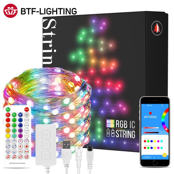 Decorações de jardim USB Luzes de Natal String Festa Decoração de aniversário WS2812B RGB Led Light Dreamcolor Endereçável Individualmente 5V 230717