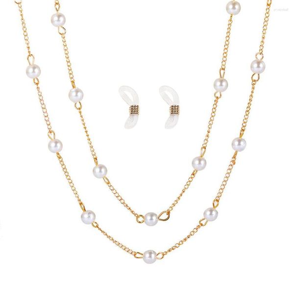 Ketten Einfache Stilvolle Luxuriöse Perle Geformt Anhänger Doppel Schichten Goldene Lange Quaste Kette Haar Schmuck Halskette Für Frauen