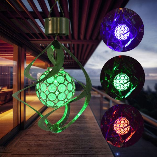 Decorazioni da giardino Outdoor Solar LED Wind Spinner Lampada che cambia colore Appeso Campanello Luce Cortile domestico Illuminazione Decorazione 230717