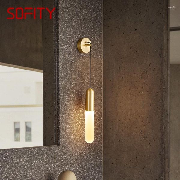 Candeeiro de parede SAMAN Latão Contemporâneo LED Ouro Cobre Arandela Iluminação Simples Decoração Criativa Para Casa Cama Sala De Estar