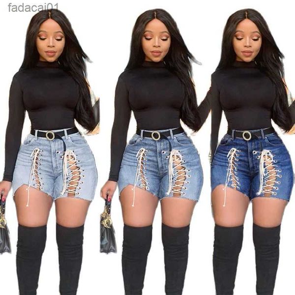 2021 neue Heiße Verkauf frauen Sommer Jeans Shorts Mode Sexy Gebunden Seil Denim Shorts Straße Casual Hipster Shorts S3XL drop schiff L230621