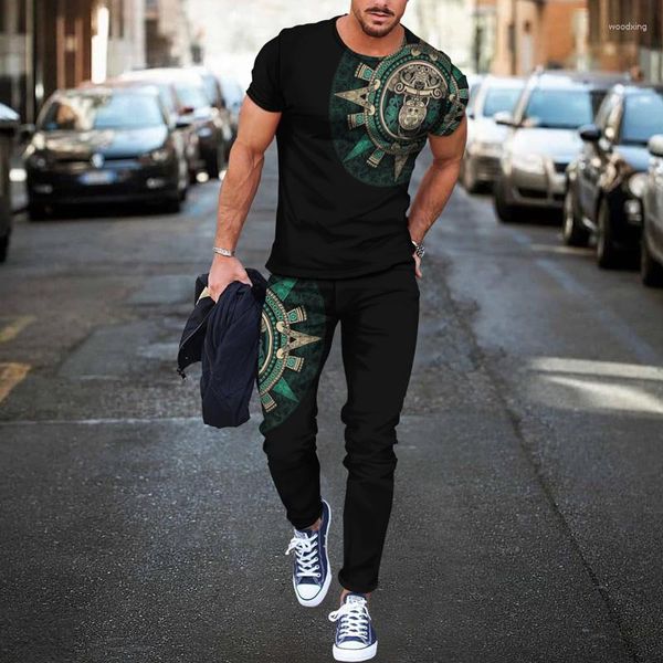 Tute da uomo Tuta estiva da uomo T-shirt con stampa vintage Pantaloni Set Moda Abito casual Elegante streetwear Abbigliamento maschile da esterno