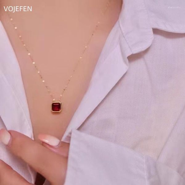 Kettingen VOJEFEN 18k Gouden Hanger Kettingen Natuursteen Lippen Luxe Gepersonaliseerde Sieraden AU750 Chokers Koreaanse Stijl Tennis Vrouwen