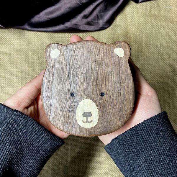 Esteiras de mesa Urso japonês Criativo Desenho animado Nogueira preta para jantar Porta-copos Suporte para xícara de chá Decoração para casa Tapete de utensílios de cozinha coreano