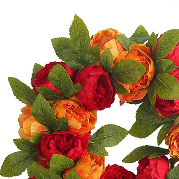 Coroa de flores artificiais de flores decorativas 40 cm guirlanda redonda grande decoração de parede pano de fundo peônia guirlandas para festa de janelas do festival da porta da frente