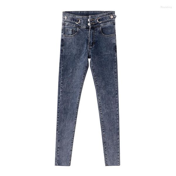 Damenjeans 150 # Röhrenhose Enger Stretch-Stil im koreanischen Frühlingsstil