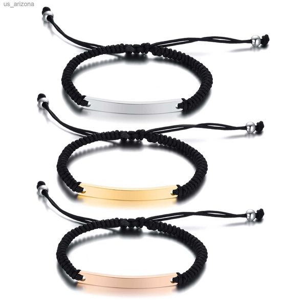 Pulseira de corda trançada personalizada com pulseira ID de corda para mulheres Pulseiras de cordão ajustável personalizadas L230620