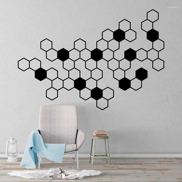 Adesivos de parede Favo de mel Gráficos geométricos Moda Tecnologia Senso Escola Home Office Decoração Arte Decalque Papel de parede JH12