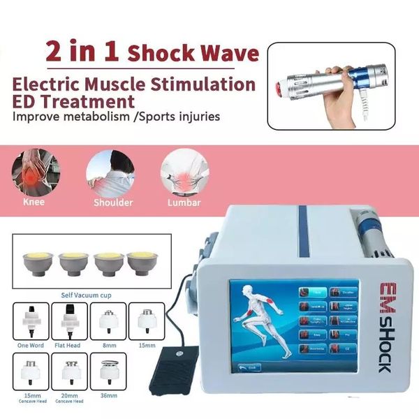 Professione 2 in1 Digital EMS Shock Wave Extracorporal Electro Electromagnetic Focused Shockwave Therapy Tibial Stress Syndrome Relief Pain Massage Tool