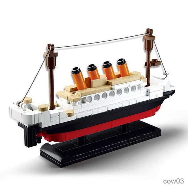 Bloklar 194pcs Mini Titanic Cruise Gemi Modeli 4D Bulmaca Tuğlaları Diy monte edilmiş çocuk oyuncak