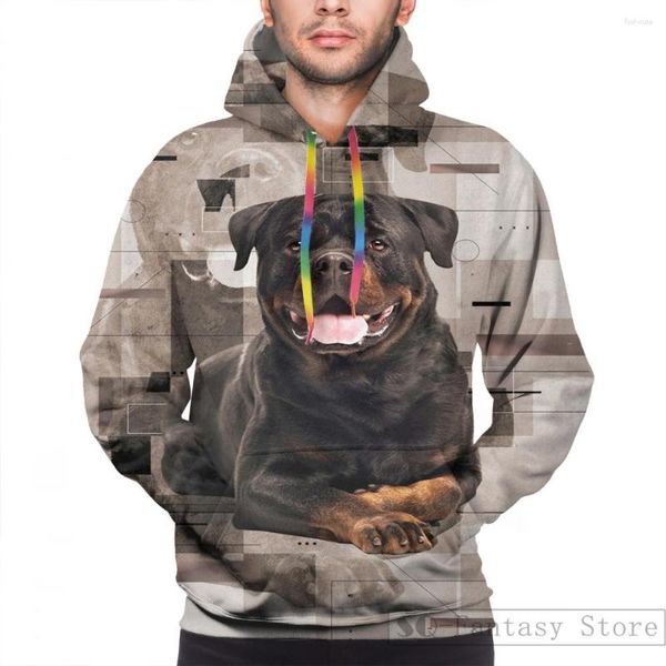 Herren-Kapuzenpullover, Herren-Sweatshirt für Damen, lustiger Rottweiler – Metzgerhund, digitaler Kunstdruck, lässiger Kapuzenpullover, Streatwear