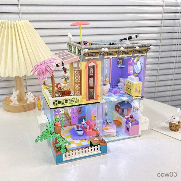 Блоки 2527pcs Строительные блоки Light City House Mini Blocks Toys для девочек творческая березовая коттедж