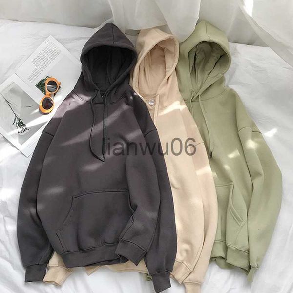 Damen Hoodies Sweatshirts Privathinker Womans Sweatshirts Solide Tropfen Schulter Koreanische Weibliche Kapuzenpullover 2023 Verdicken Warme Übergroße Hoodies Wo J230718