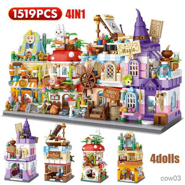 Blocos Mini City Street View Magic House Building Blocks Friends Figures Architecture Cottage Tijolos Toys For Children Gifts R230718