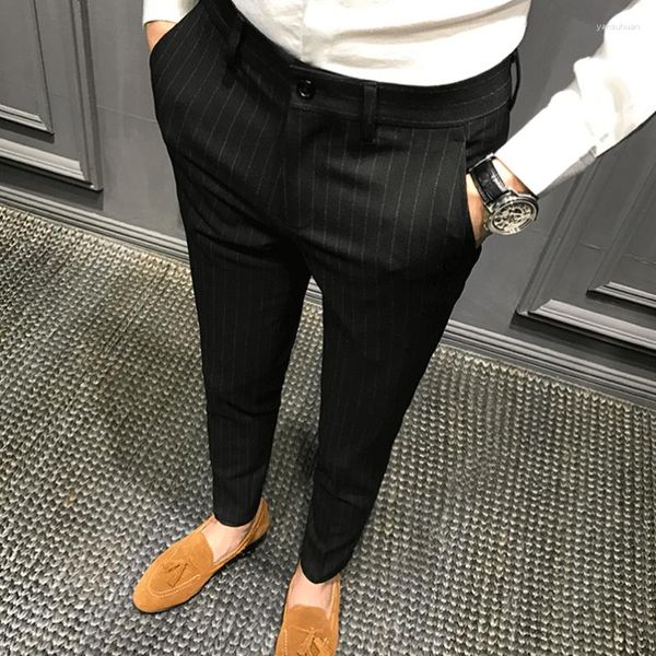 Herrenanzüge Britischer Stil Männer Business Casual Kleid Hosen Gürtel Design Slim Hose Formelle Büro Soziale Hochzeitsanzug Hose W22