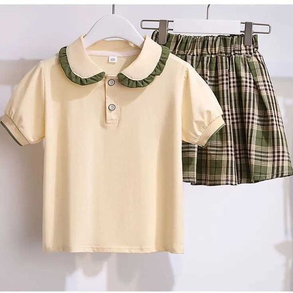 Kleidung Sets Mädchen Sommer Rock Anzug College Stil Uniform Röcke Neue Kinder Kurzen Rock 2Pcs Sets für 3-12Y Kind Kleidung