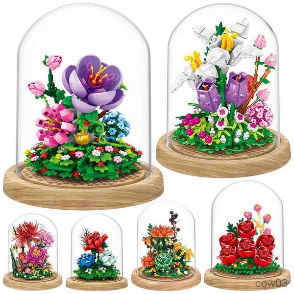 Blöcke Stadt Mini Unsterbliche Blume Ornament Modell Bausteine Freunde Rose Dekoration DIY Ziegel Spielzeug für Mädchen Kinder Geschenk R230718