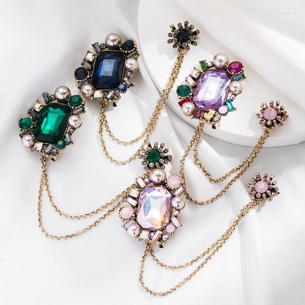 Broches Vrouwen Mannen Kleurrijke Strass Sieraden Kettingen Vintage Barokke Pins Voor Lady Luxe Crystal Pearl Party Broche Pin Badges