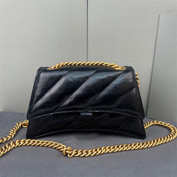 Bolsas de ombro de corrente de esmagamento Magnet de unha prata rosa preto preto duplo corrente de luxo ombro de travesseiro de travesseiro de luxo de luxo carteiras de couro genuíno w0xp#