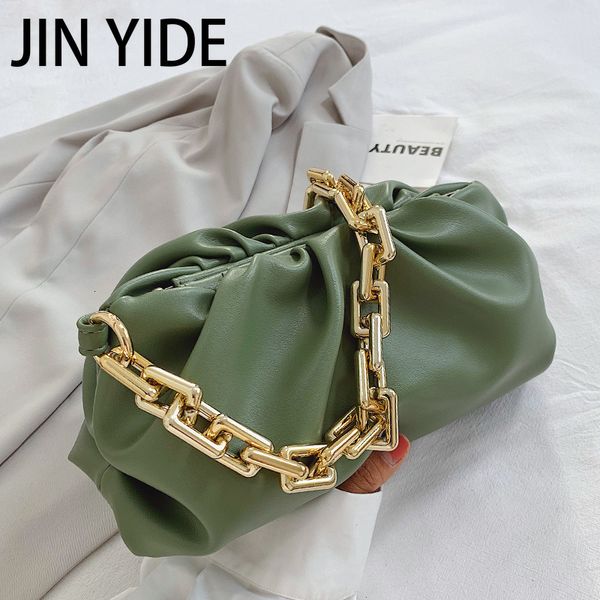 Bolsas de noite JIN YIDE Clutch de dia grossas correntes douradas Dumpling Clip Purse Women Cloud Underarm Shoulder Bag plissada Designer Pouch Bolsa 230718